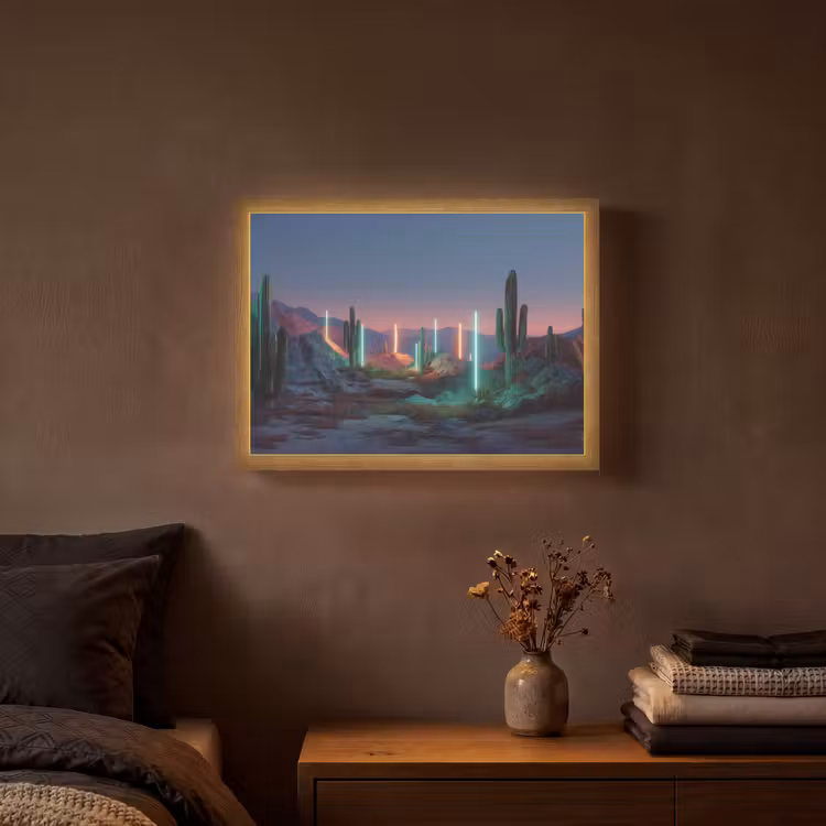 Cactus - Lichtzuilen - Zonsondergang Light Box met batterij (Wandlamp) middel -sfeer4
