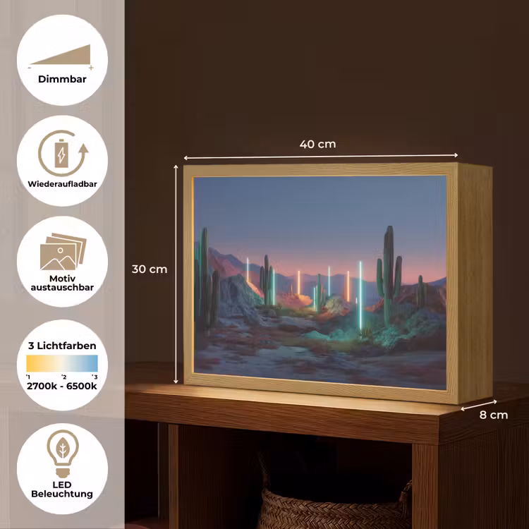 Cactus - Lichtzuilen - Zonsondergang Light Box met batterij (Wandlamp) middel -USP_websiteoverzichtDE
