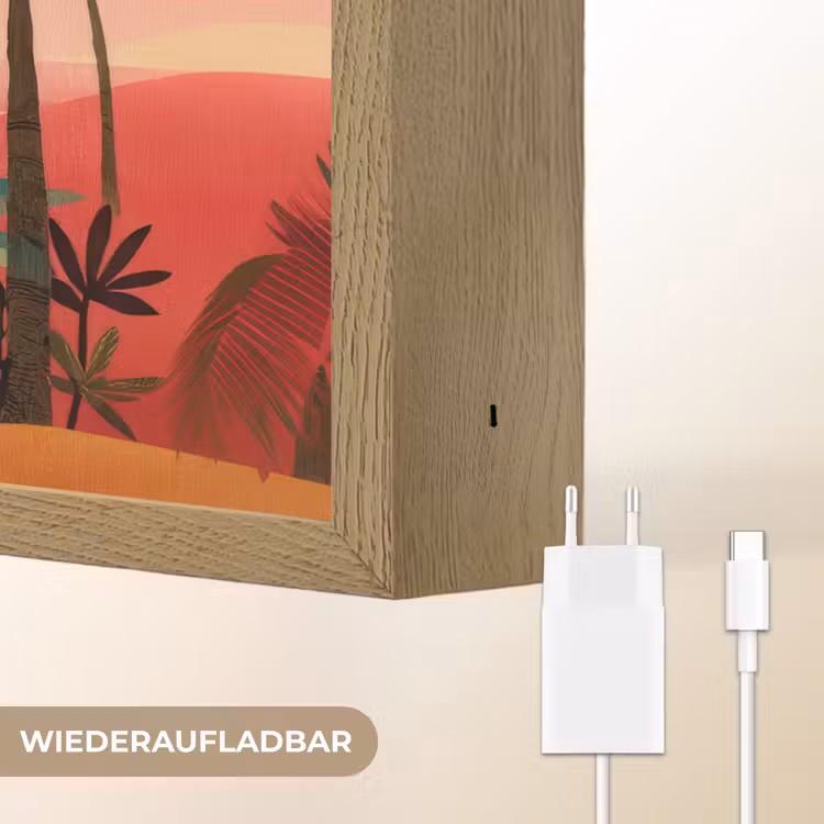 Kameel - Gekleurd tapijt - Duinen - Rode zon Light Box met batterij (Wandlamp) middel -USP_websiteoplaadbaarDE