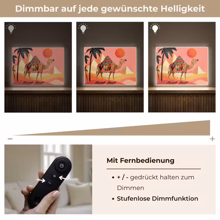 Kameel - Pyramides - Rode zon Light Box met batterij (Wandlamp) middel -USP_dimbaarDE