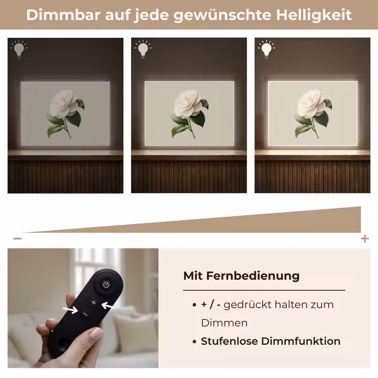 Cameliabloem - Wit - Groen Light Box met batterij (Wandlamp) middel -USP_dimbaarDE