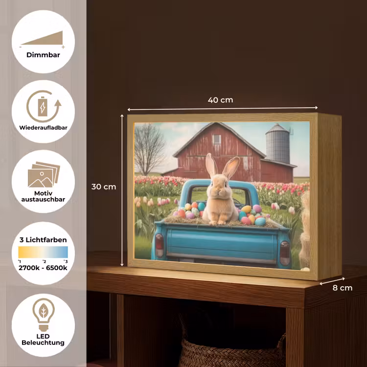 Konijn - Boerderij - Eieren Light Box met batterij (Wandlamp) middel -USP_websiteoverzichtDE