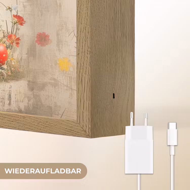 Konijnen - Bloemen - Eieren Light Box met batterij (Wandlamp) middel -USP_websiteoplaadbaarDE
