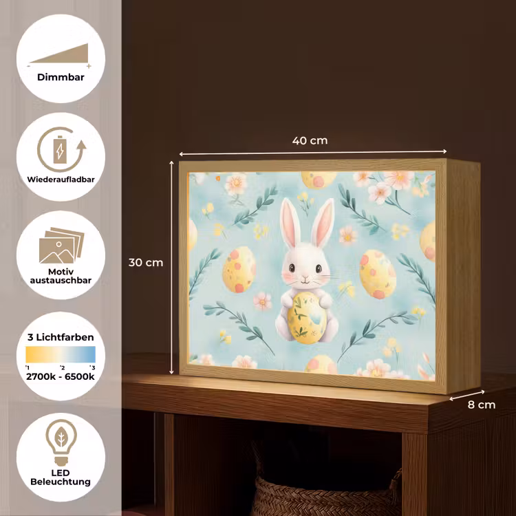 Konijn - Eieren - Takjes Light Box met batterij (Wandlamp) middel -USP_websiteoverzichtDE