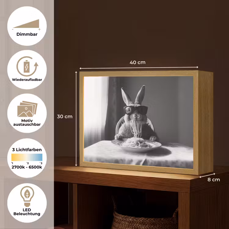 Konijn - Bunny - Zonnebril - Tafelkleed - Pasta - Schattig Light Box met batterij (Wandlamp) middel -USP_websiteoverzichtDE