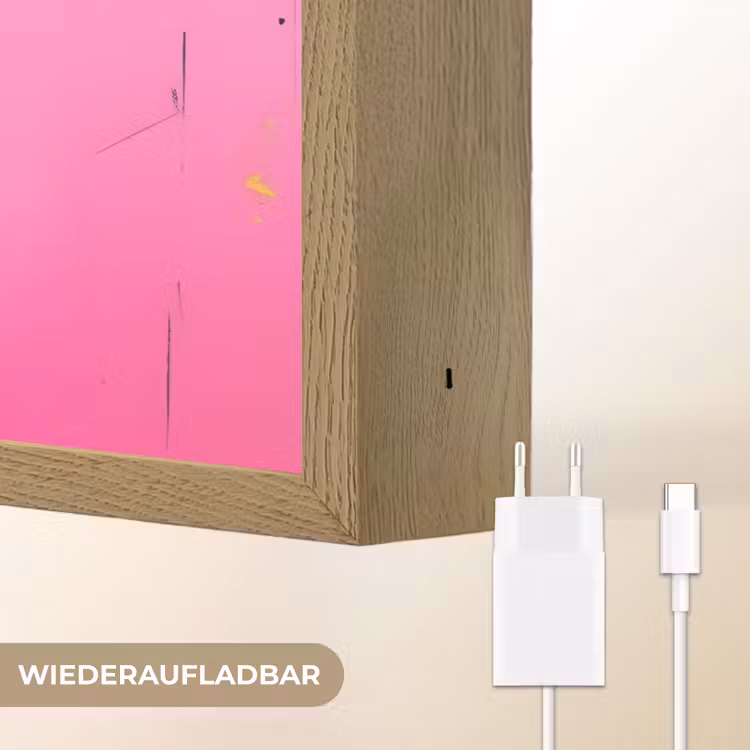 Konijn - Felroze - Sjaal - Abstract Light Box met batterij (Wandlamp) middel -USP_websiteoplaadbaarDE