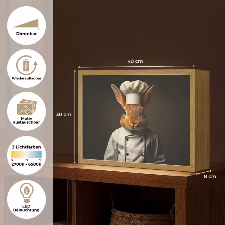 Konijn - Kok - Dier Light Box met batterij (Wandlamp) middel -USP_websiteoverzichtDE