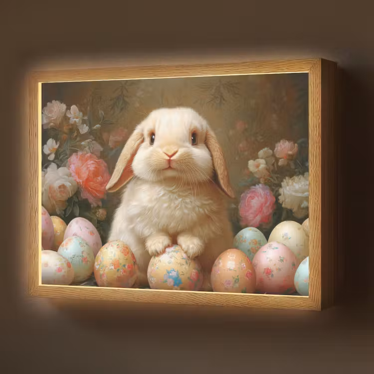 Konijn - Paaseieren - Stilleven Light Box met batterij (Wandlamp) middel -z3d_website