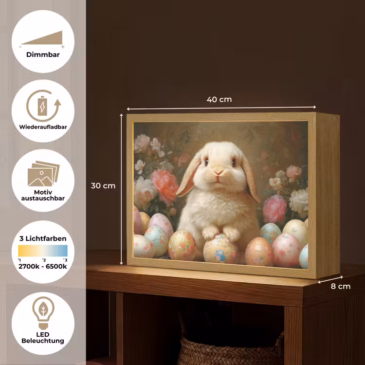 Konijn - Paaseieren - Stilleven Light Box met batterij (Wandlamp) middel -USP_websiteoverzichtDE