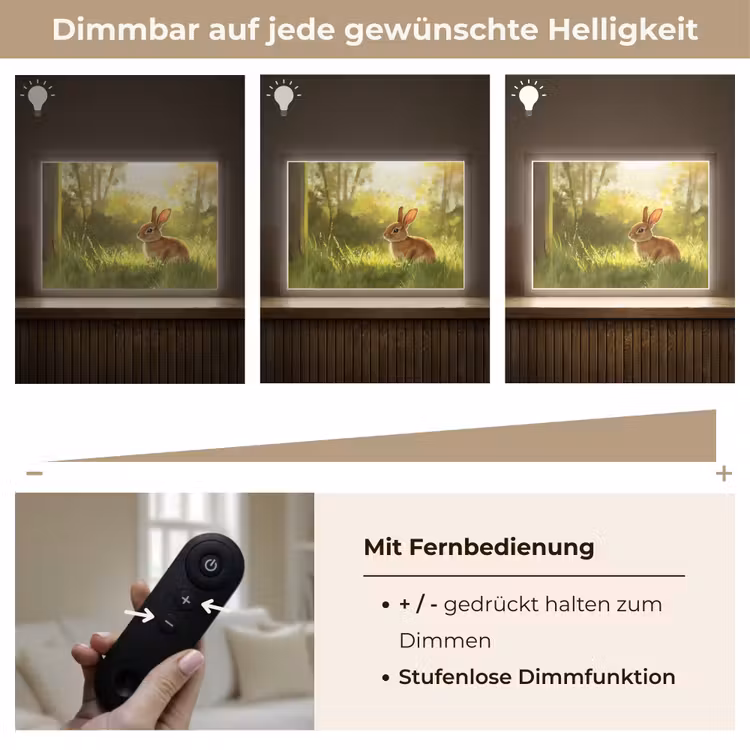 Konijn - Zonlicht - Bos Light Box met batterij (Wandlamp) middel -USP_dimbaarDE