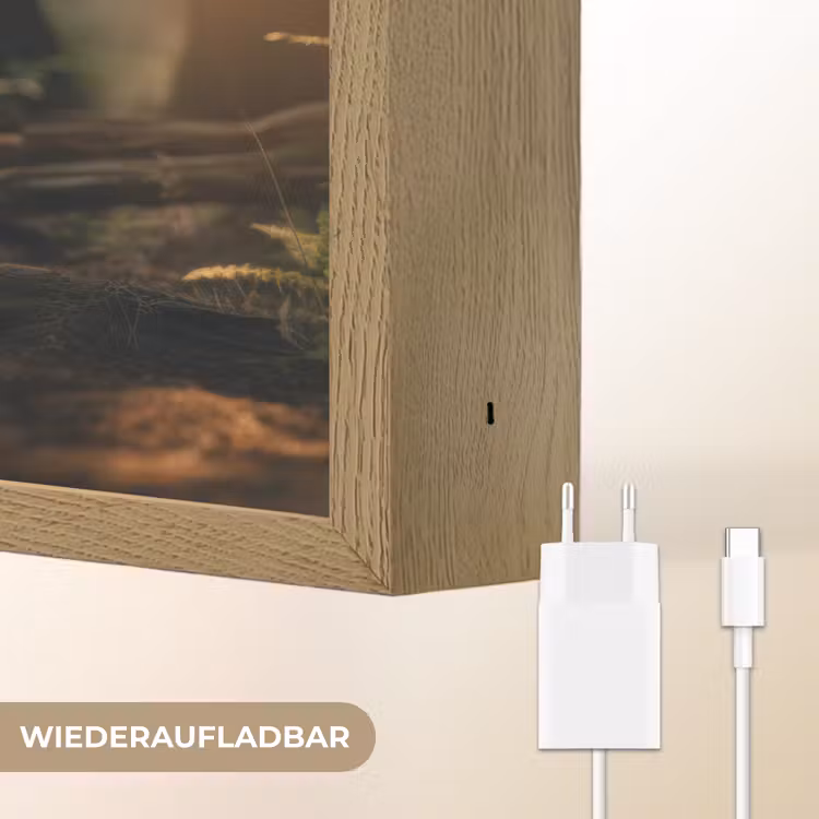 Konijn - Bos - Zonnestralen Light Box met batterij (Wandlamp) middel -USP_websiteoplaadbaarDE