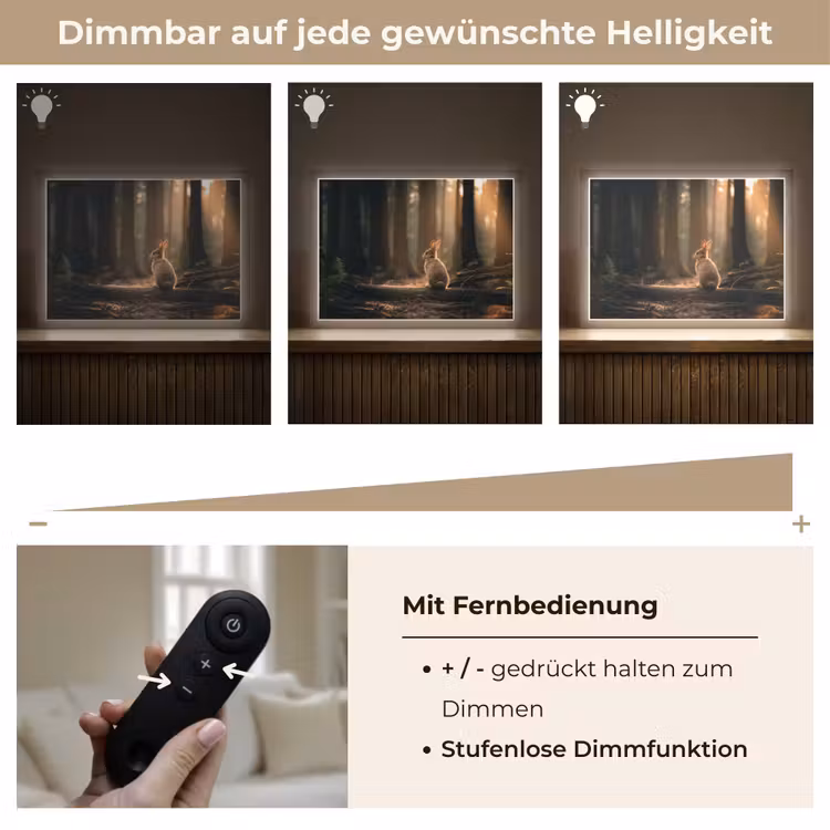 Konijn - Bos - Zonnestralen Light Box met batterij (Wandlamp) middel -USP_dimbaarDE