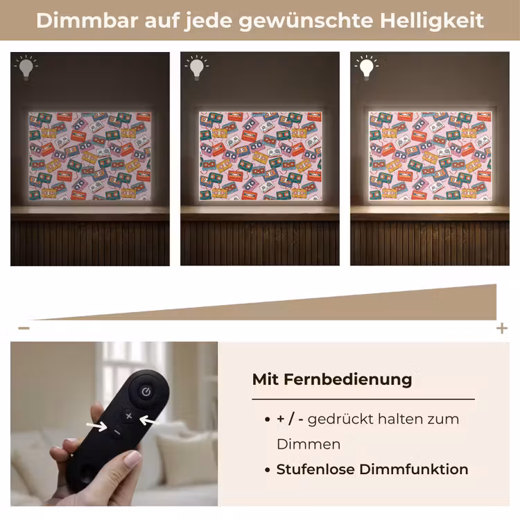 Cassette - Patroon - Roze Light Box met batterij (Wandlamp) middel 907 -USP_dimbaarDE