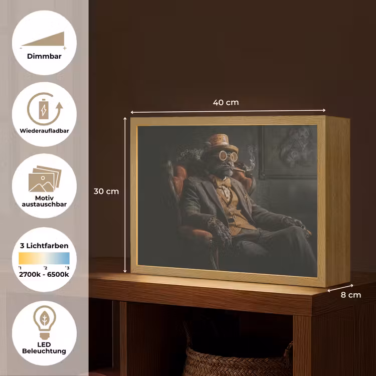 Kat - Pak - Oranje - Sigaar Light Box met batterij (Wandlamp) middel -USP_websiteoverzichtDE