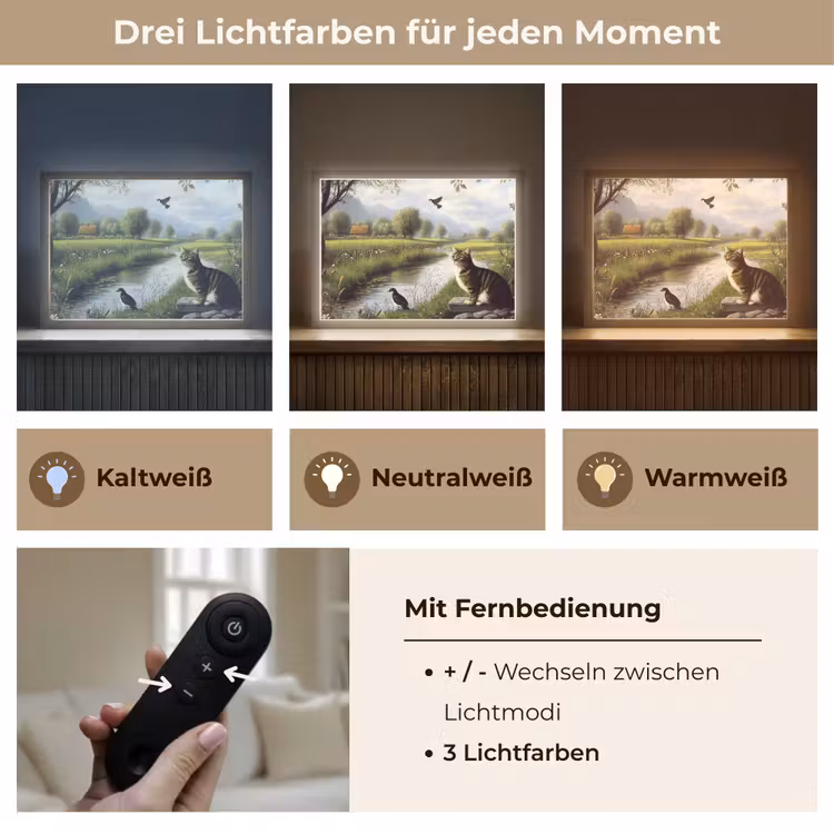 Kat - Beekje - Weide Light Box met batterij (Wandlamp) middel -USP_lichtkleurDE