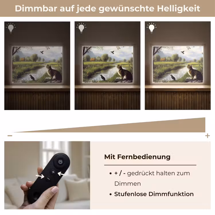 Kat - Beekje - Weide Light Box met batterij (Wandlamp) middel -USP_dimbaarDE