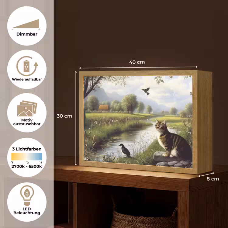 Kat - Beekje - Weide Light Box met batterij (Wandlamp) middel -USP_websiteoverzichtDE