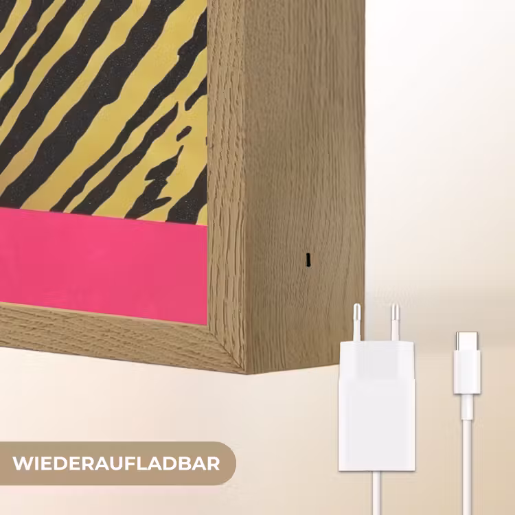 Kat - Baas - Roze - Tijgerprint Light Box met batterij (Wandlamp) middel -USP_websiteoplaadbaarDE