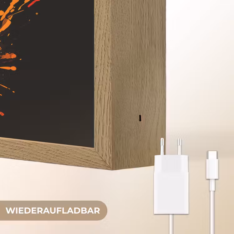 Kat - Eten - Patat - Graffiti - Abstract Light Box met batterij (Wandlamp) middel -USP_websiteoplaadbaarDE