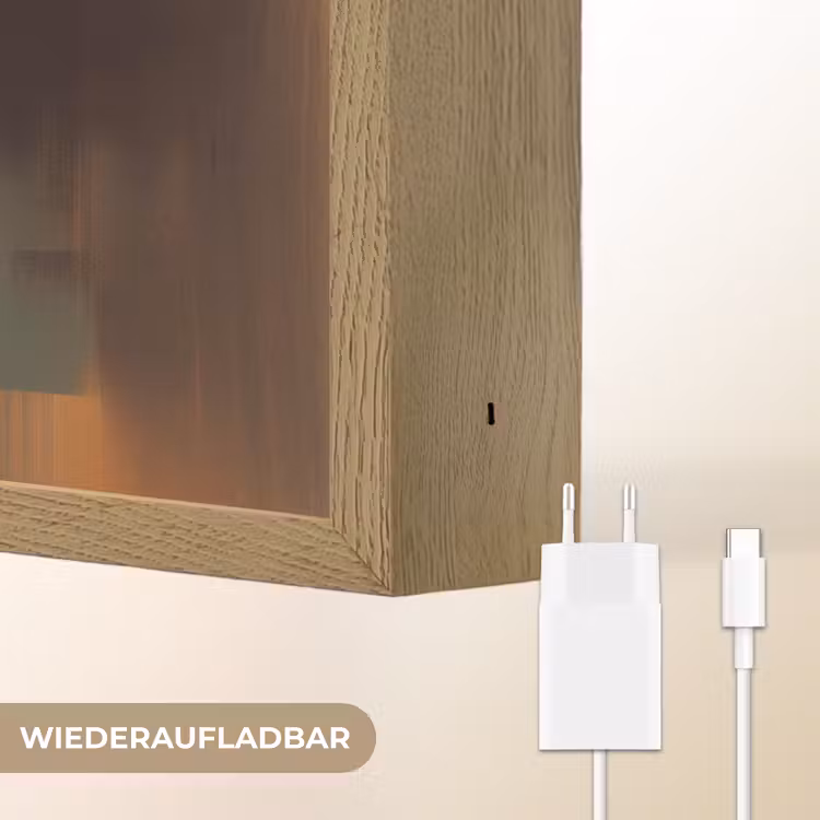 Kat - Geschilderd - Artistiek - Wit Light Box met batterij (Wandlamp) middel -USP_websiteoplaadbaarDE