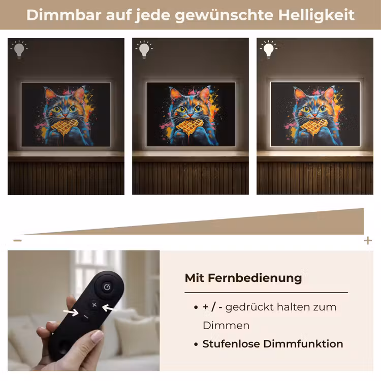 Kat - Graffiti - Kleurrijk - Wafel - Eten Light Box met batterij (Wandlamp) middel -USP_dimbaarDE