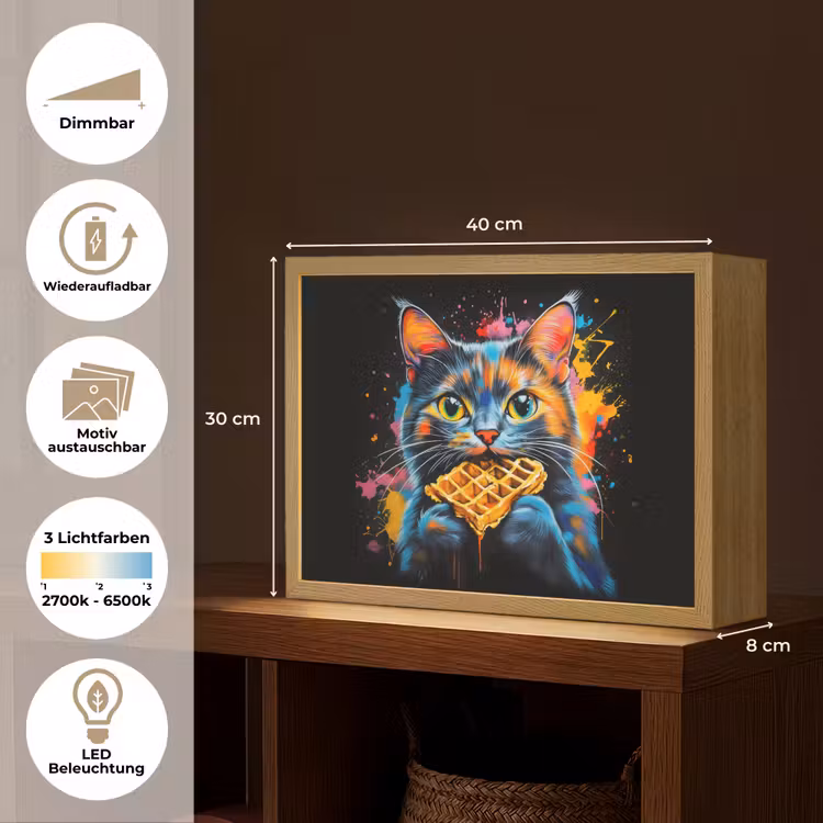 Kat - Graffiti - Kleurrijk - Wafel - Eten Light Box met batterij (Wandlamp) middel -USP_websiteoverzichtDE
