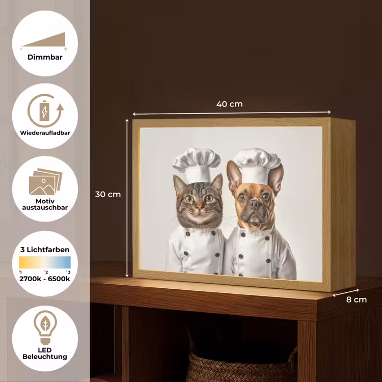 Kat - Hond - Kokskleding Light Box met batterij (Wandlamp) middel -USP_websiteoverzichtDE