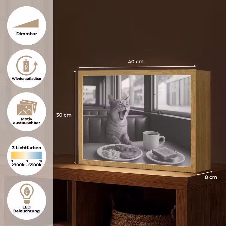 Kat - Koffie - Brood - Zwart Light Box met batterij (Wandlamp) middel -USP_websiteoverzichtDE
