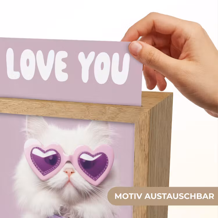 Kat - Love - Paars - Valentijn Light Box met kabel (Wandlamp) klein -USP_websiteprintDE