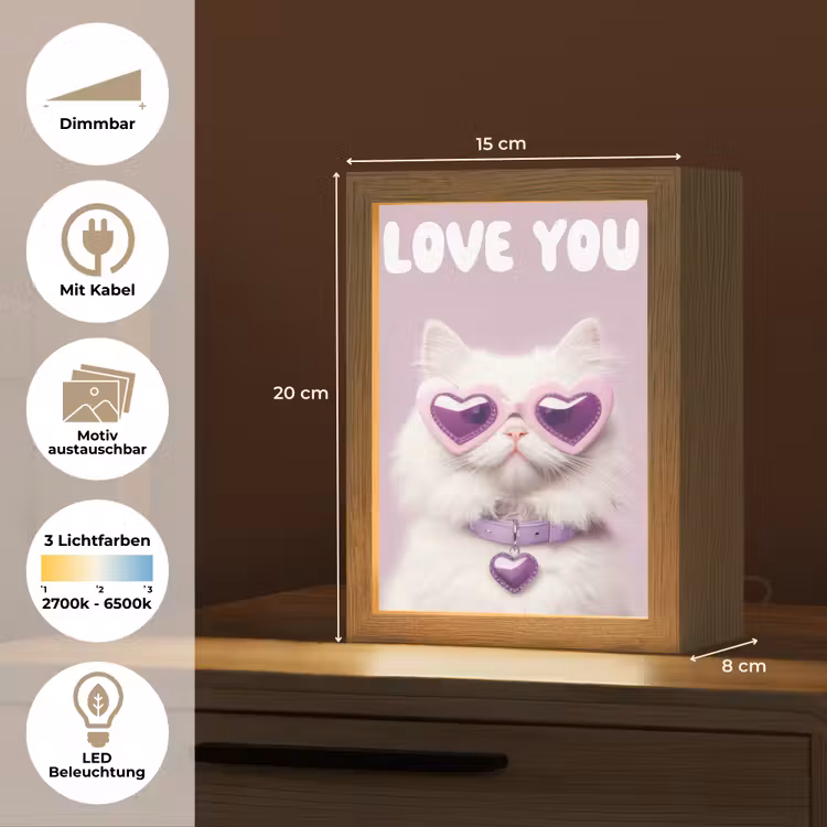 Kat - Love - Paars - Valentijn Light Box met kabel (Wandlamp) klein -USP_websiteoverzichtDE