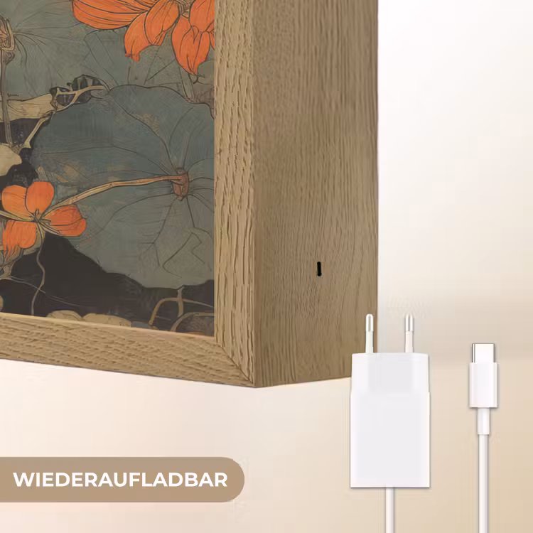 Kat - Sierlijk - Bloemen Light Box met batterij (Wandlamp) middel -USP_websiteoplaadbaarDE