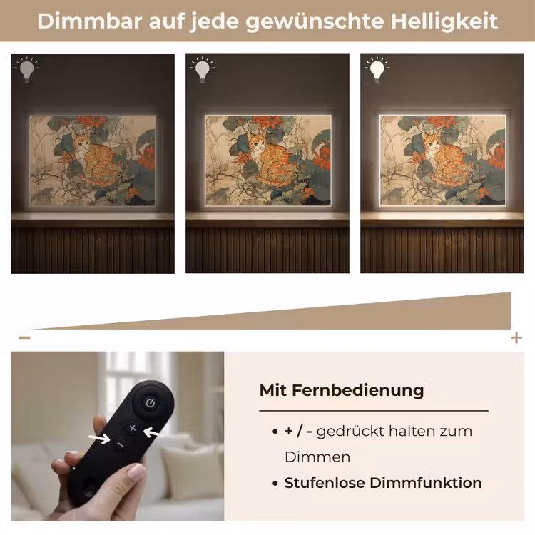 Kat - Sierlijk - Bloemen Light Box met batterij (Wandlamp) middel -USP_dimbaarDE