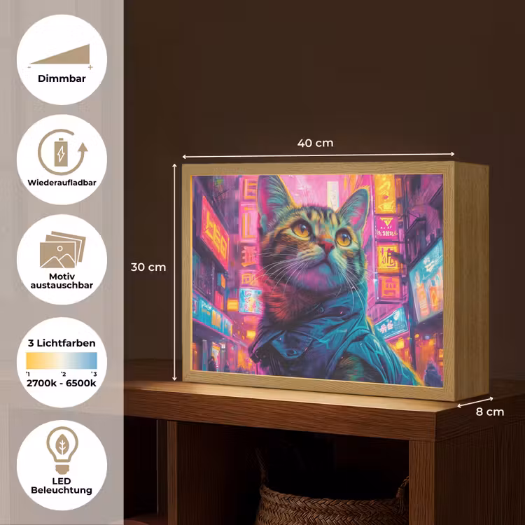 Kat - Pop art - China - Neon - Stad Light Box met batterij (Wandlamp) middel -USP_websiteoverzichtDE