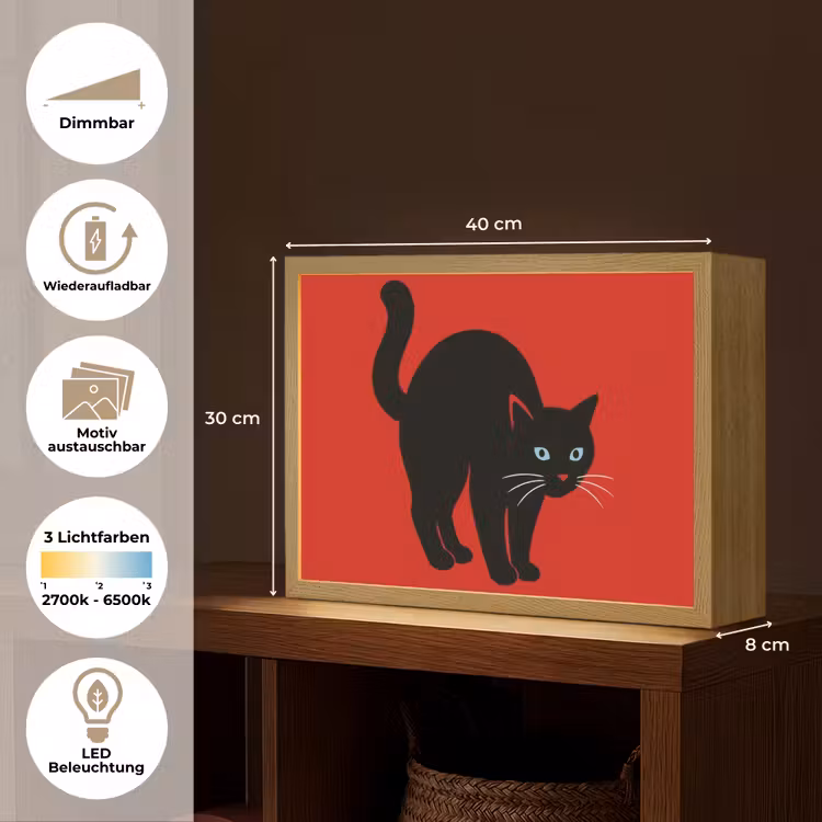 Kat - Zwart - Staart Light Box met batterij (Wandlamp) middel -USP_websiteoverzichtDE