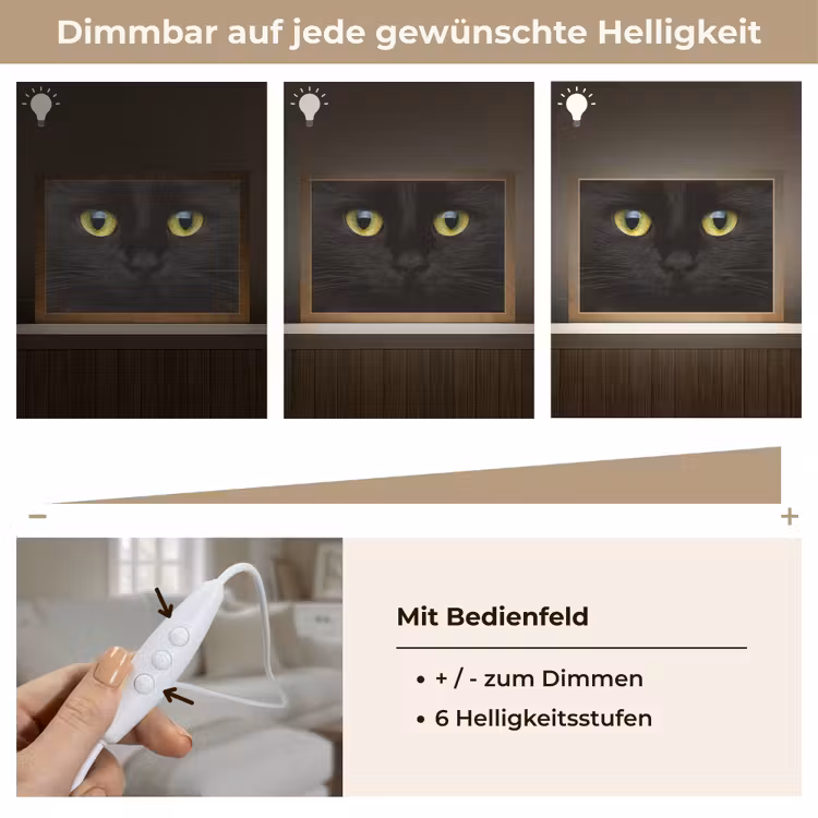 Kat - Zwart - Dieren - Natuur Light Box met kabel (Wandlamp) klein -USP_dimbaarDE