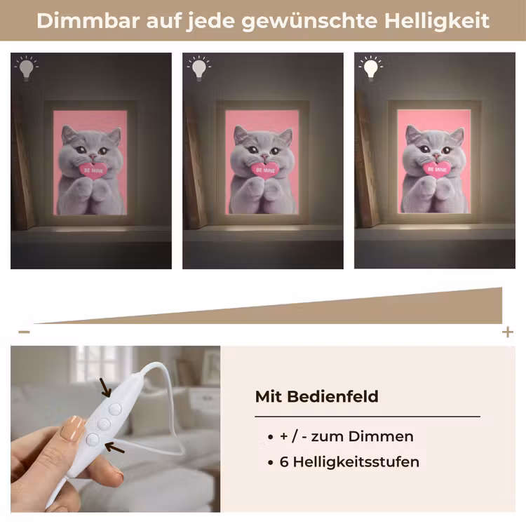 Kat - Valentijn - Roze - Liefde Light Box met kabel (Wandlamp) klein -USP_dimbaarDE
