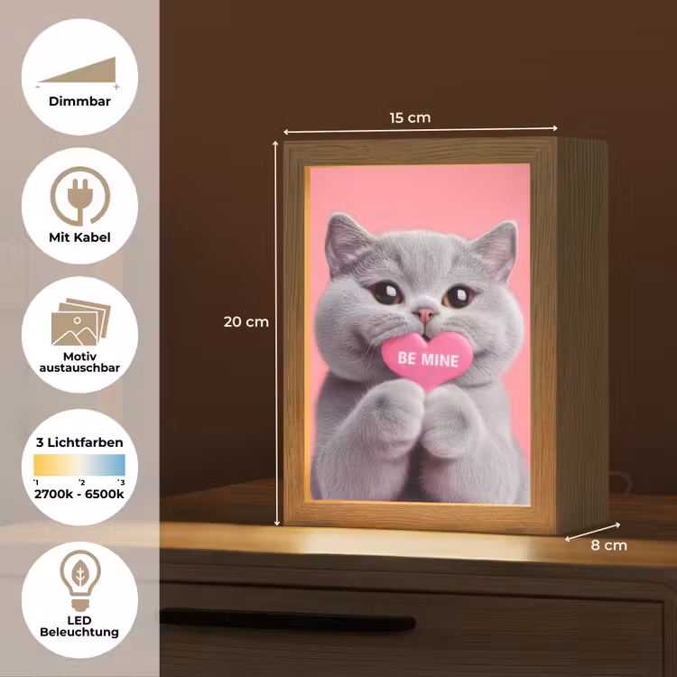 Kat - Valentijn - Roze - Liefde Light Box met kabel (Wandlamp) klein -USP_websiteoverzichtDE