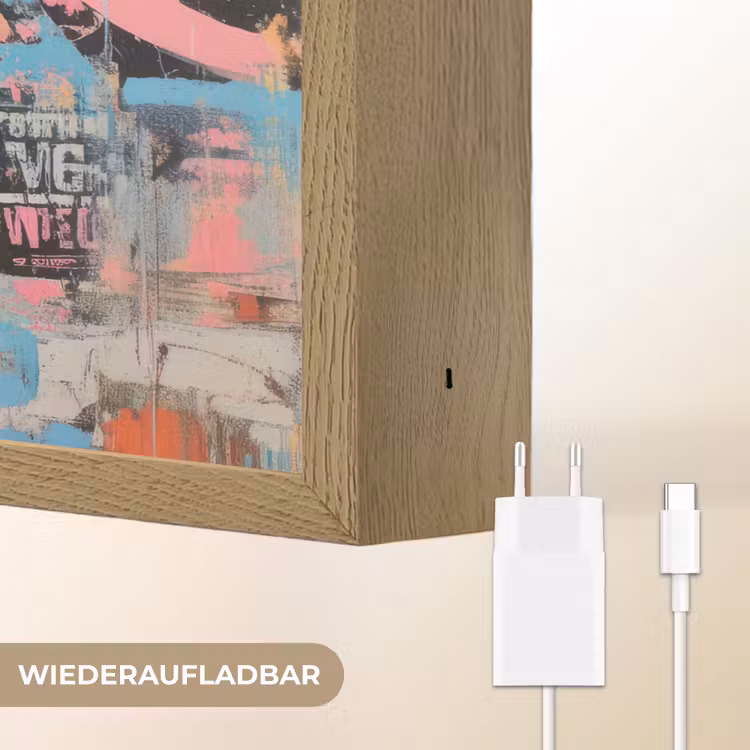 Kauwgom - Vrouw - Penseelstreken - Modern Light Box met batterij (Wandlamp) middel -USP_websiteoplaadbaarDE