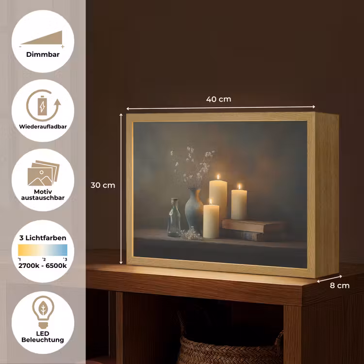 Kaarsen - Stilleven - Rustiek - Boeken Light Box met batterij (Wandlamp) middel -USP_websiteoverzichtDE