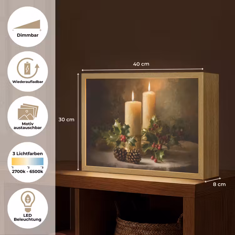 Kaarslicht - Kerst - Veelkleurig Light Box met batterij (Wandlamp) middel -USP_websiteoverzichtDE