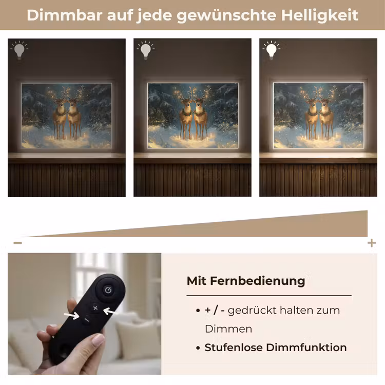 Dennensprookje - Rendier - Nacht Light Box met batterij (Wandlamp) middel -USP_dimbaarDE