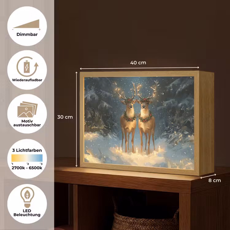 Dennensprookje - Rendier - Nacht Light Box met batterij (Wandlamp) middel -USP_websiteoverzichtDE