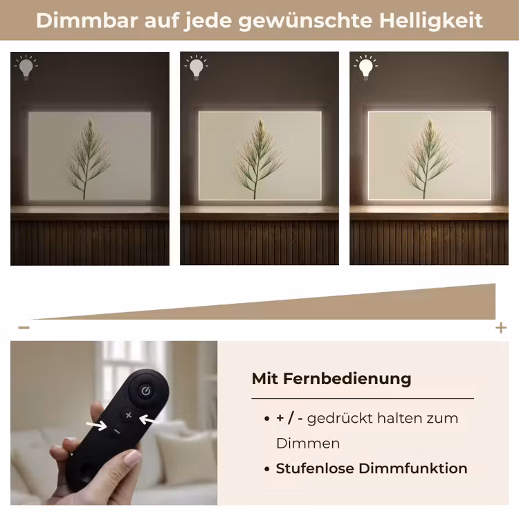 Dennentak - Naaldvormige bladeren - Lichtgroen Light Box met batterij (Wandlamp) middel -USP_dimbaarDE