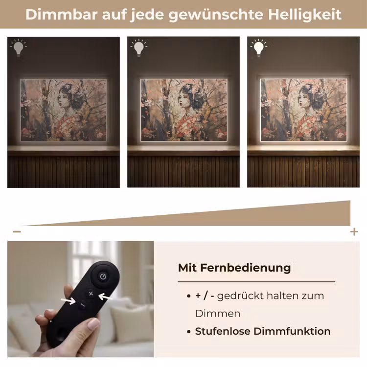 Kimono - Vrouw - kersenbomen Light Box met batterij (Wandlamp) middel -USP_dimbaarDE