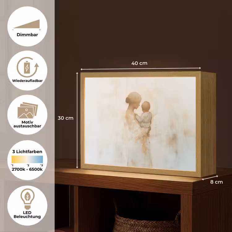 Kind - Moeder - Waterverfschilderij Light Box met batterij (Wandlamp) middel -USP_websiteoverzichtDE