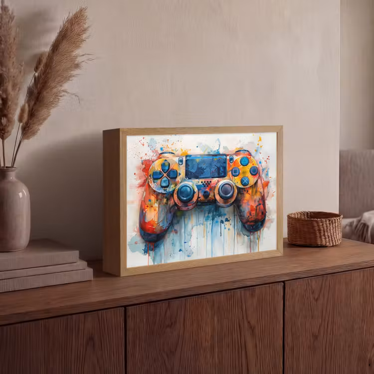Kinder- en tiener kamer - Gaming - Game controller Light Box met batterij (Wandlamp) middel -sfeer2