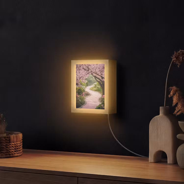 Kersenbloesem - Natuur - Sakura - Pad - Japanse tuin Light Box met kabel (Wandlamp) klein -sfeer1