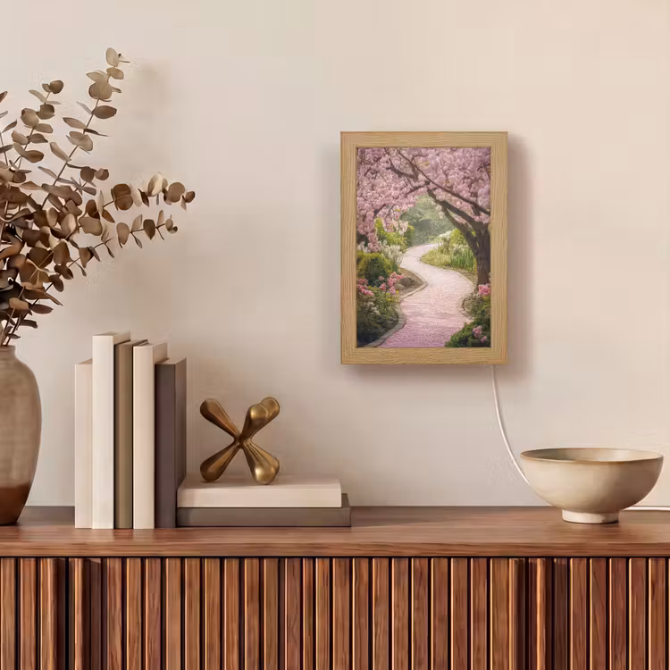 Kersenbloesem - Natuur - Sakura - Pad - Japanse tuin Light Box met kabel (Wandlamp) klein -sfeer2