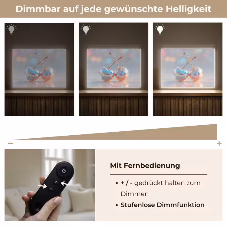 Kersen - Glanzend - Regenboogkleur Light Box met batterij (Wandlamp) middel -USP_dimbaarDE