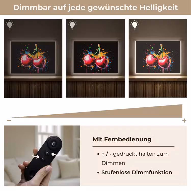 Kersen - Fruit - Graffiti - Verf - Abstract - Modern - Kleurrijk Light Box met batterij (Wandlamp) middel -USP_dimbaarDE